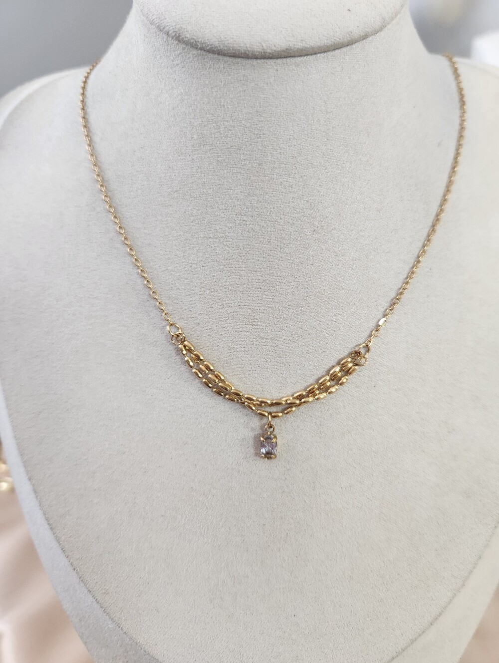 Gold Crystal Layering Necklace